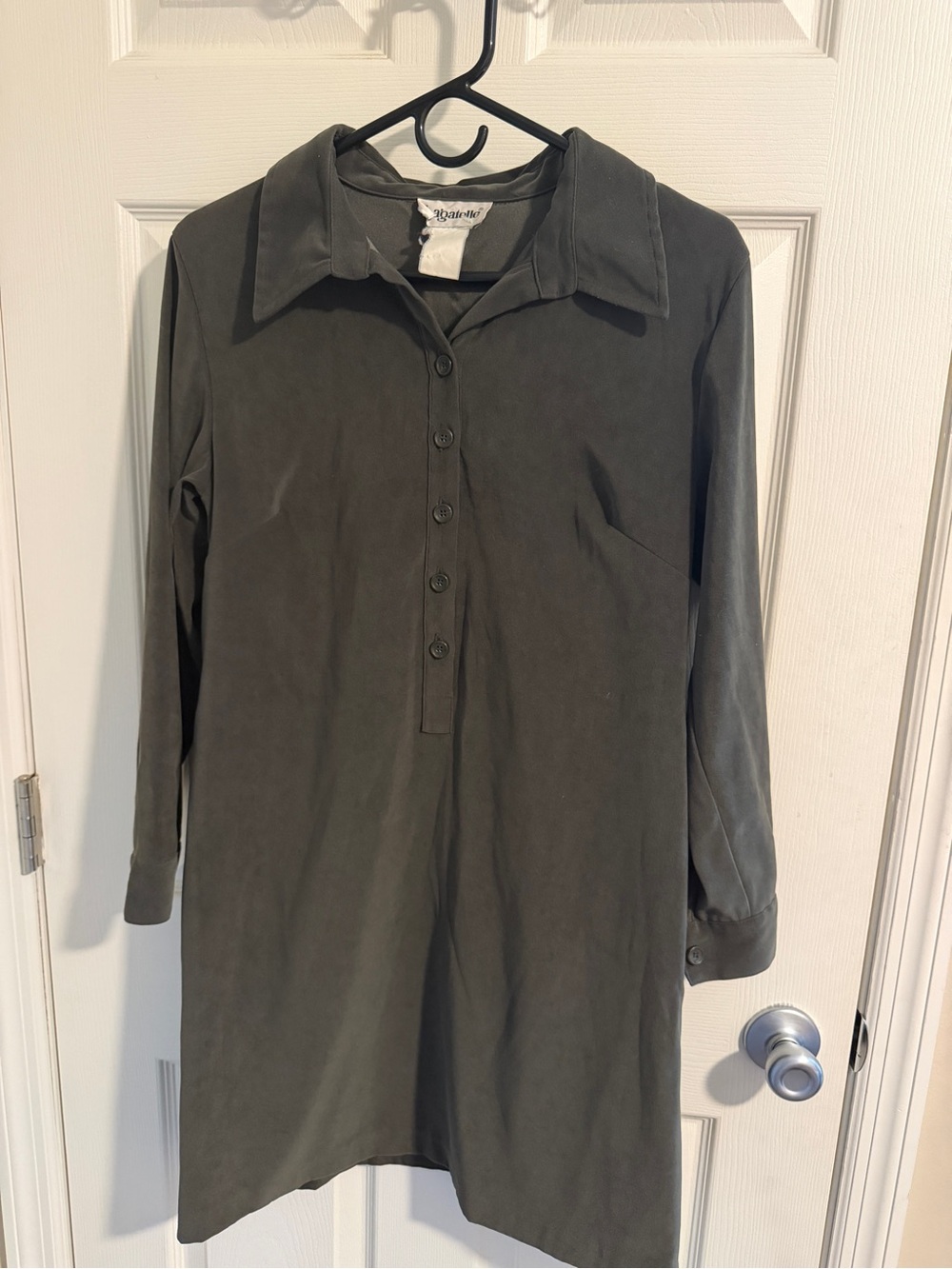 bagatelle Olive Green Long Sleeve Collared Shirt Dress